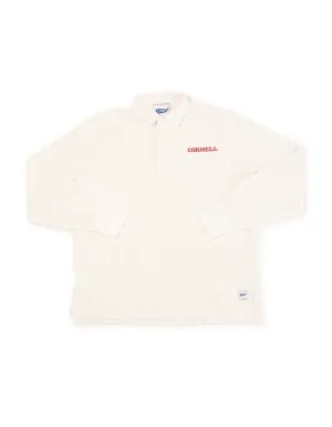 WHITE CORNELL SPELLOUT RUGBY SHIRT