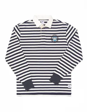 WHITE YALE STRIPED RUGBY SHIRT