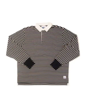 WHITE/NAVY BRETON STRIPE RUGBY SHIRT