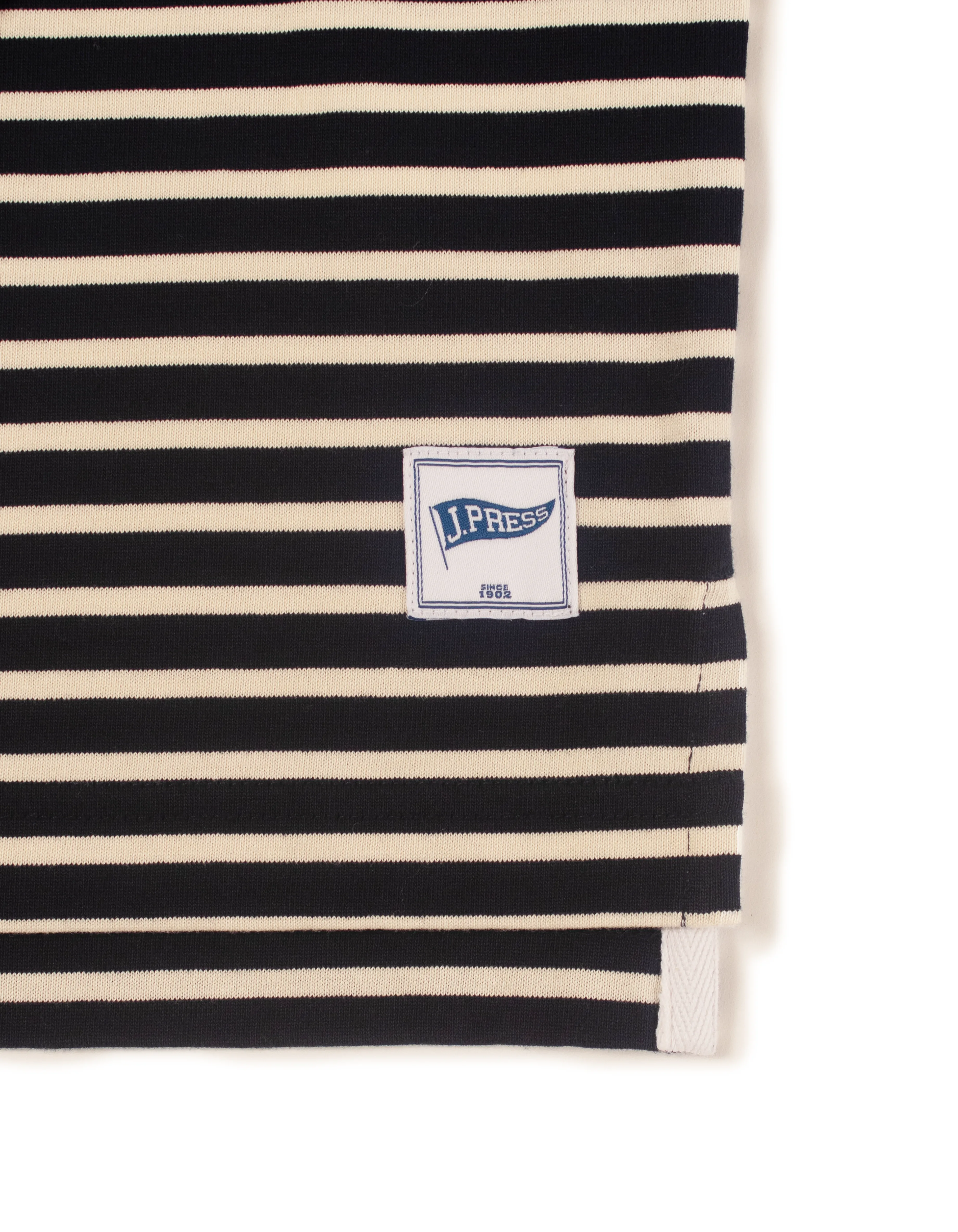 WHITE/NAVY BRETON STRIPE RUGBY SHIRT