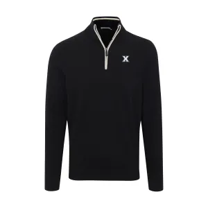 Xavier Black with White Trim Luxury Touch Cotton and Cashmere Quarter Zip Sweater
