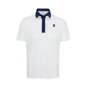 Xavier Semi-Spread Collar Polo Austin White with Navy Accent