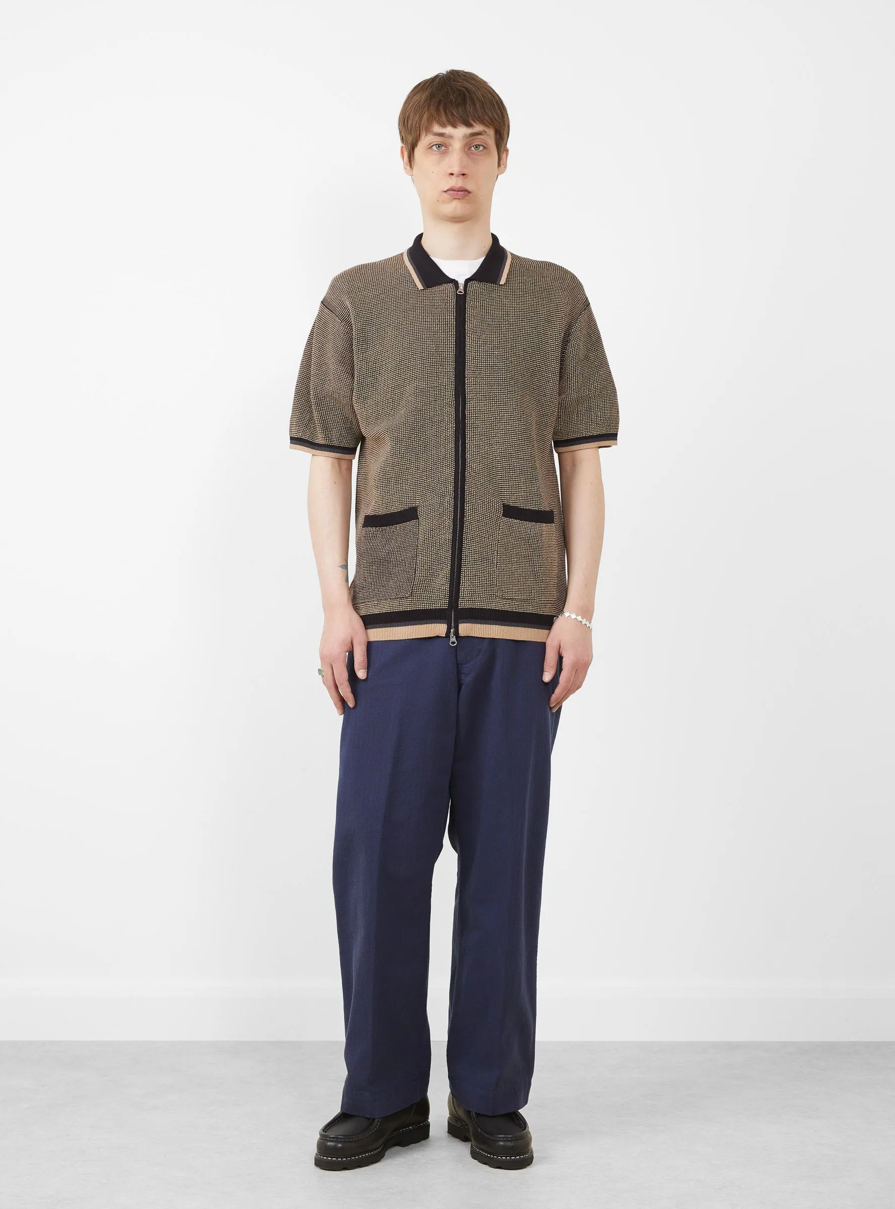 Zip Knit Polo Black